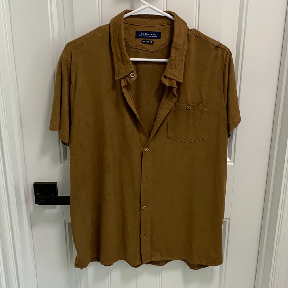 Mens Zara faux suede resort shirt